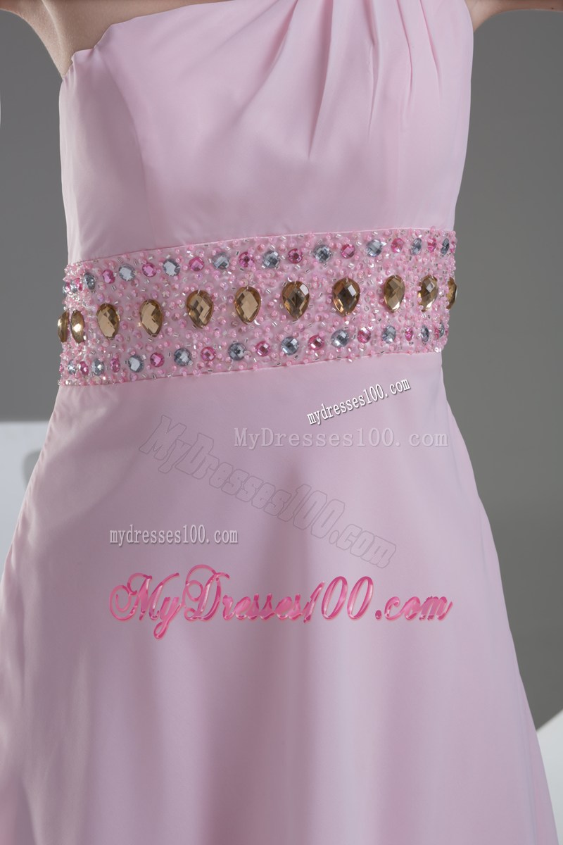 Wonderful Beaded Decorate Shoulder High Low Homecoming Dresses