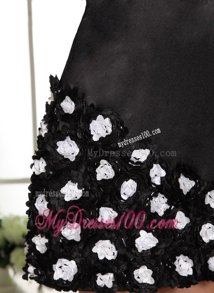 2013 One Shoulder Hand Made Flowers Homecoming Dress For Black 