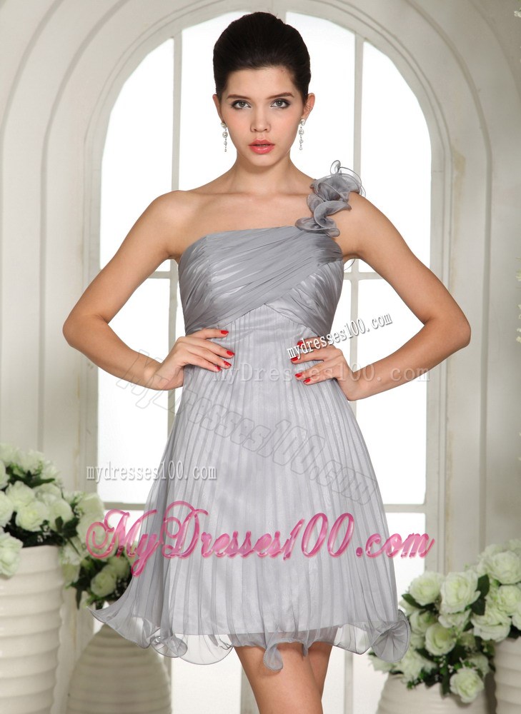 Gray Empire One Shoulder 2013 Homecoming Dresses With Ruching 