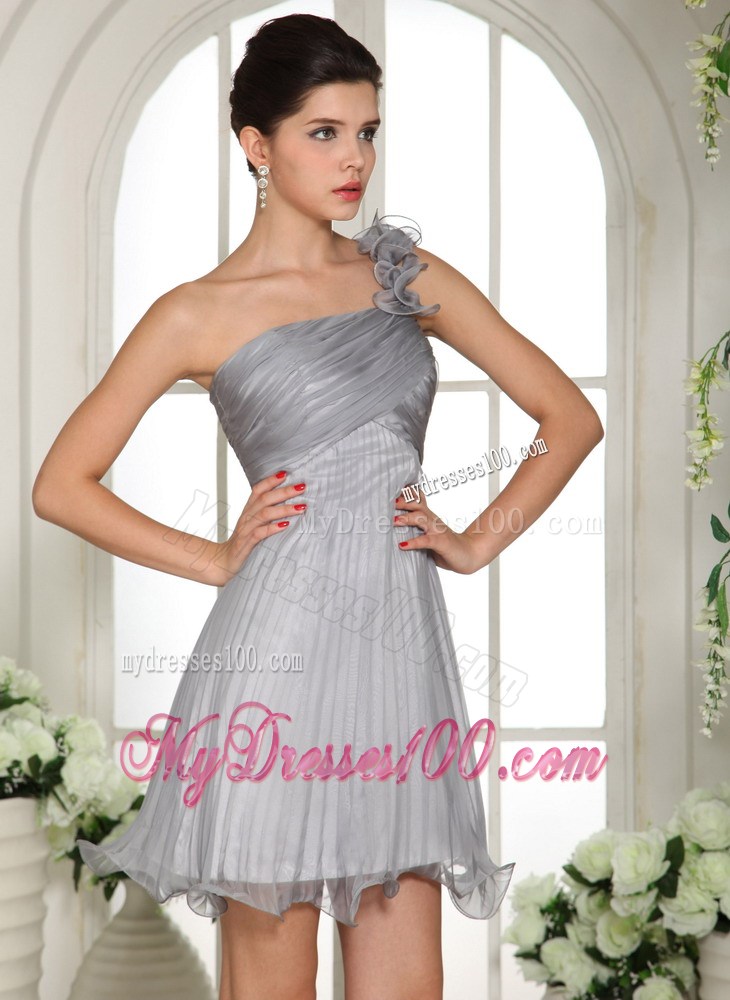 Gray Empire One Shoulder 2013 Homecoming Dresses With Ruching 