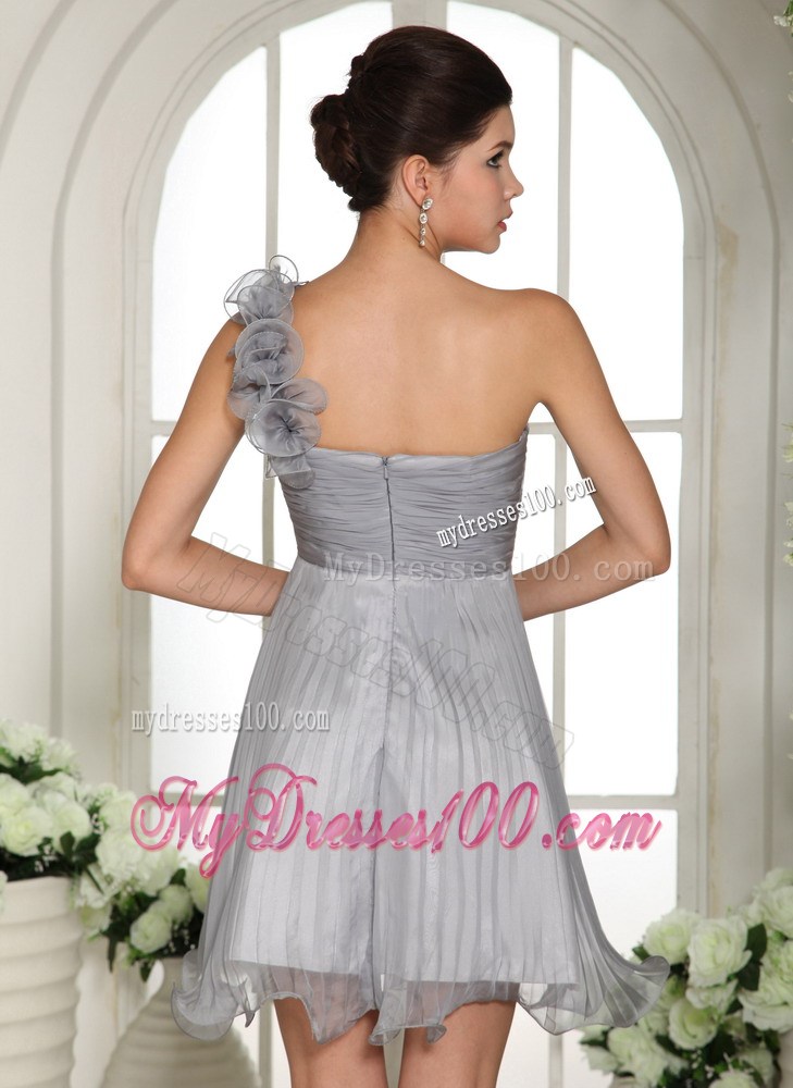 Gray Empire One Shoulder 2013 Homecoming Dresses With Ruching 