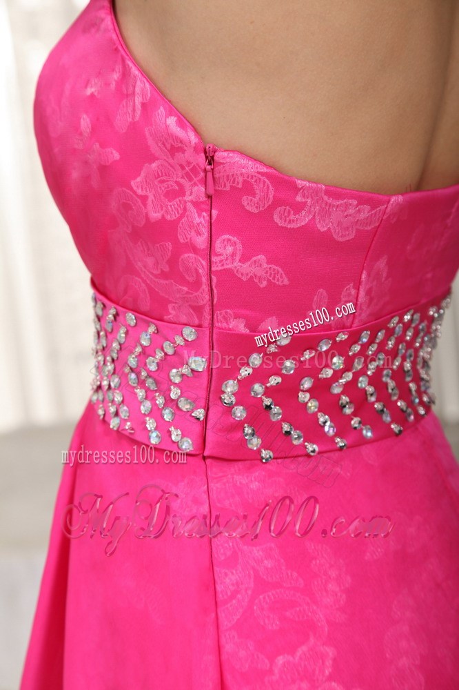 Hot Pink Sweetheart High-low Lace Beading Homecoming Dresses