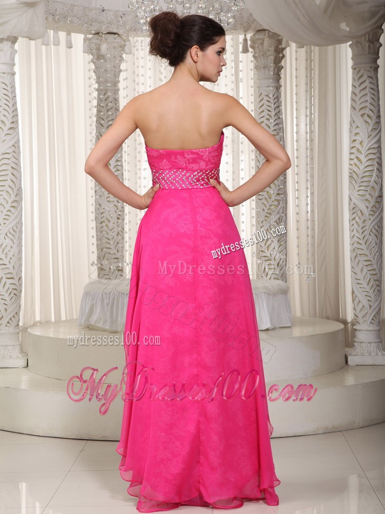 Hot Pink Sweetheart High-low Lace Beading Homecoming Dresses