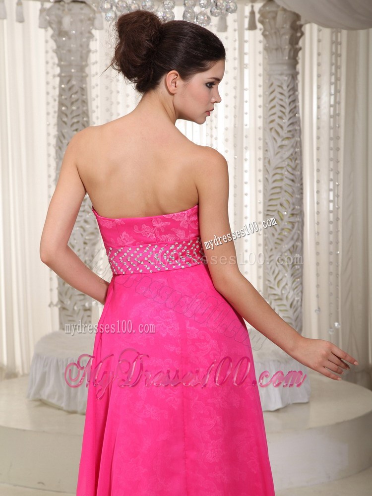 Hot Pink Sweetheart High-low Lace Beading Homecoming Dresses