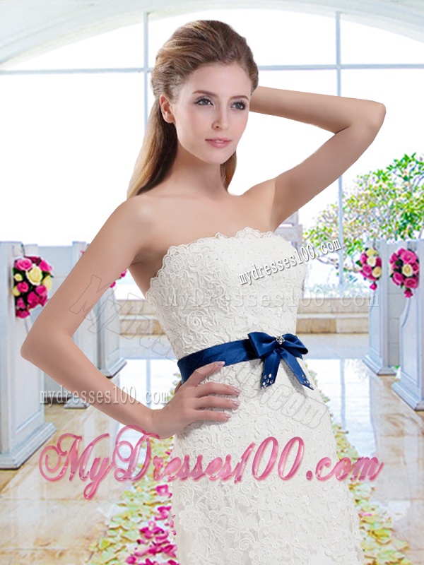 2016 Beautiful Empire Wedding Gowns with Lace and Bowknot