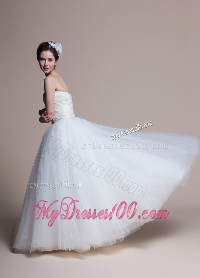 2016 Elegant A Line Strapless Wedding Dresses with Appliques