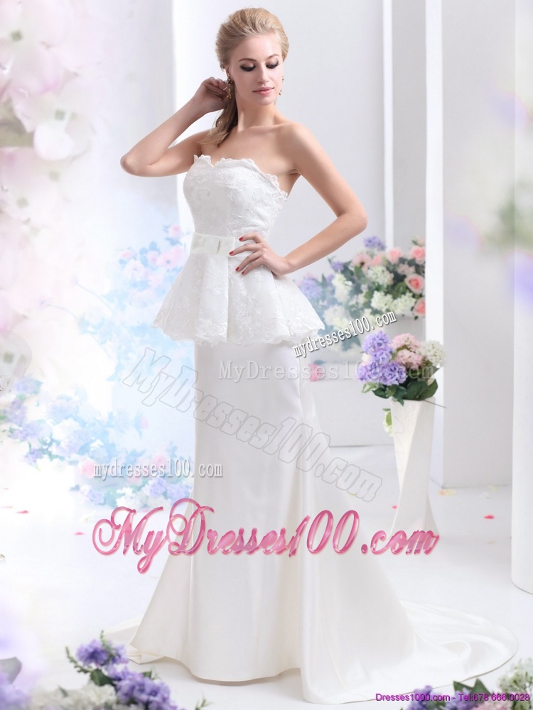 2016 Feminine Sweetheart Wedding Dress with Lace and Bowknot