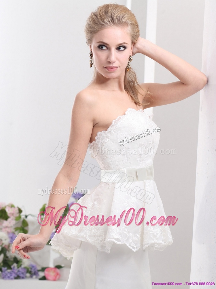 2016 Feminine Sweetheart Wedding Dress with Lace and Bowknot