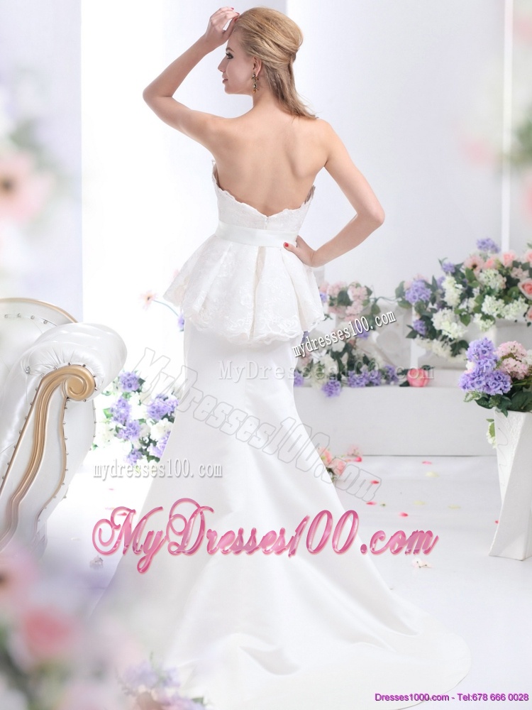 2016 Feminine Sweetheart Wedding Dress with Lace and Bowknot