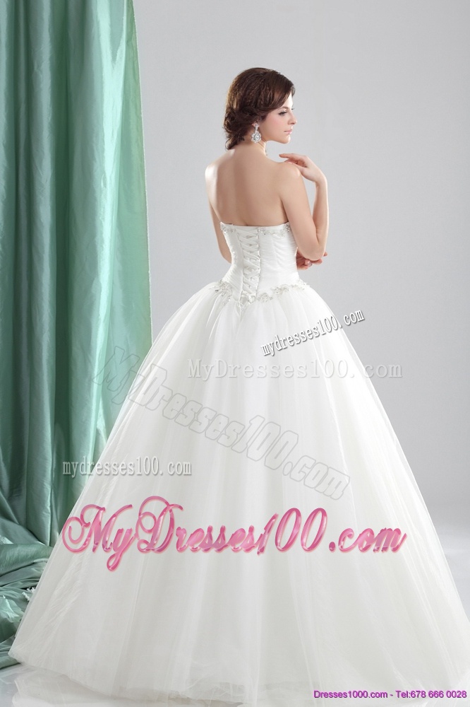 2016 Inexpensive A Line Strapless Wedding Dress with Beading