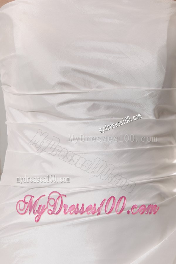 A-line Strapless Taffeta Court Train Wedding Dress with Pick-ups