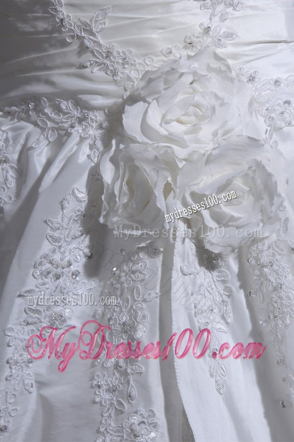 Ball Gown Wide Straps Wedding Dress with Appliques and Flowers
