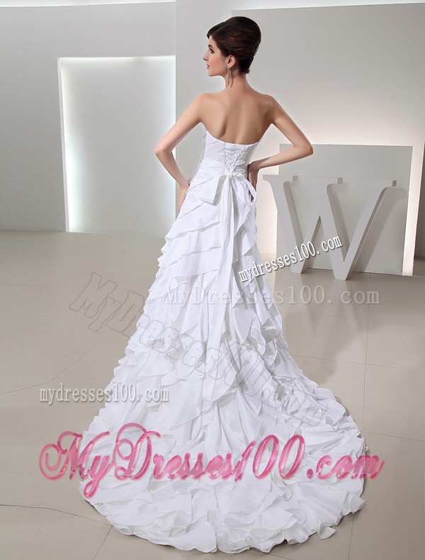Beautiful Ball Gown Sweetheart Ruffled Layers Wedding Dress in White