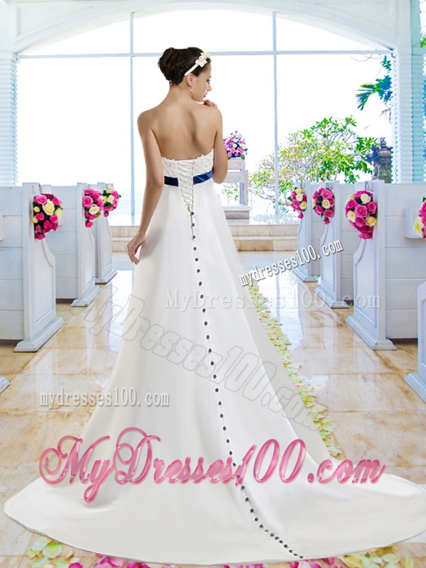 Beautiful Beaded and Bowknot Bridal Gowns with Chapel Train