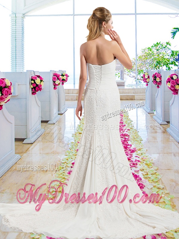 Beautiful Column Laced 2016 Bridal Gowns with Strapless