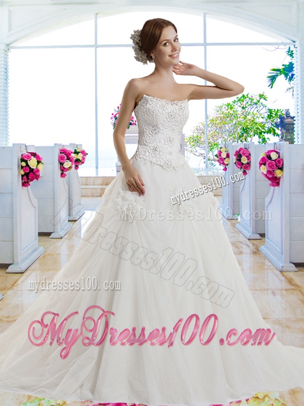 Classical A Line Court Train Wedding Dresses for Garden