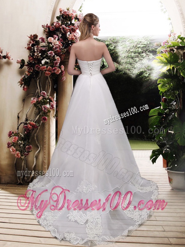 Classical High Low A Line Wedding Dresses with Appliques