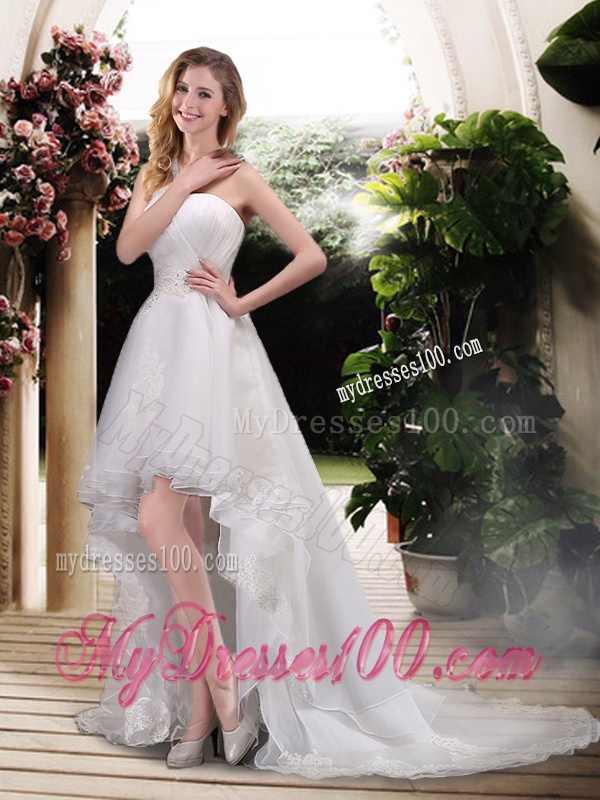 Classical High Low A Line Wedding Dresses with Appliques
