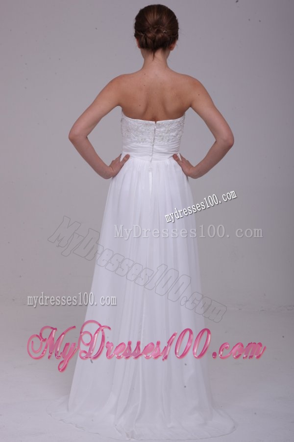Column Strapless Chiffon Floor-length Beading Wedding Dress
