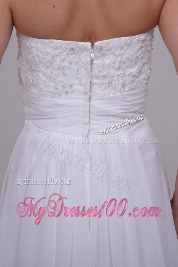 Column Strapless Chiffon Floor-length Beading Wedding Dress
