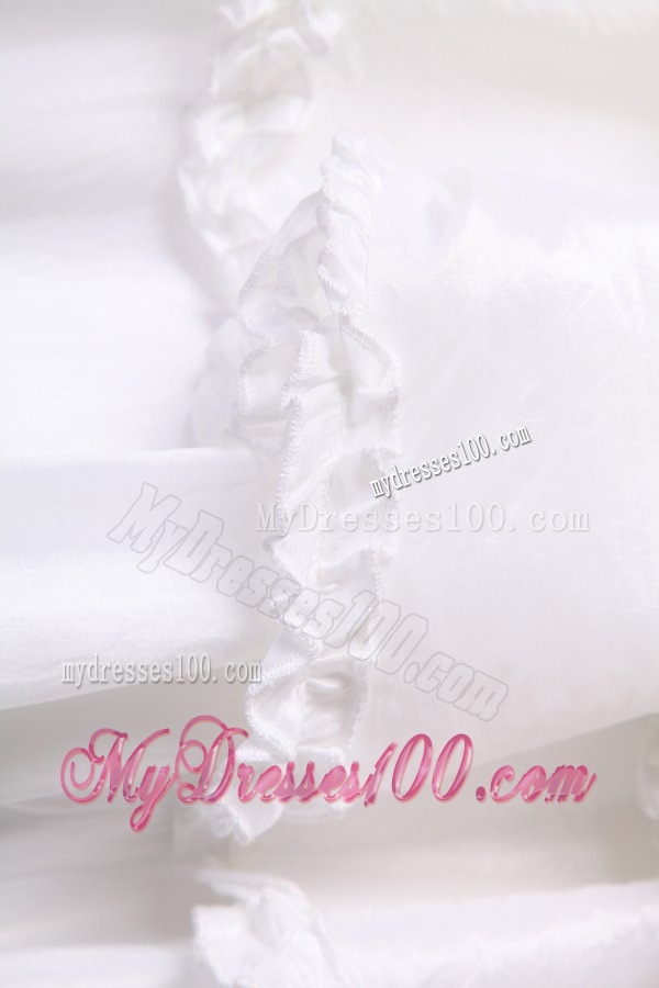 Column Strapless Knee-length Wedding Dress with Bowknot and Ruche