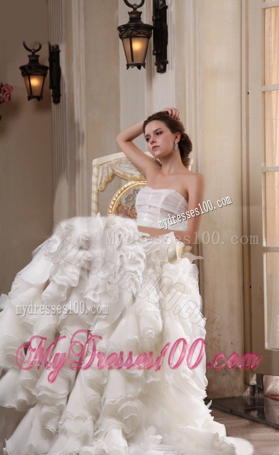 Column Sweetheart Chiffon Floor-length Ruffles Wedding Dress