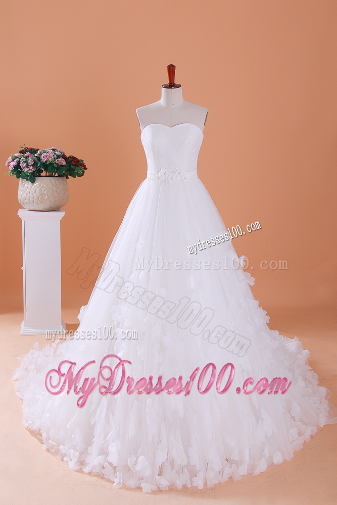Custom Made A Line Sweetheart Wedding Dresses with Appliques