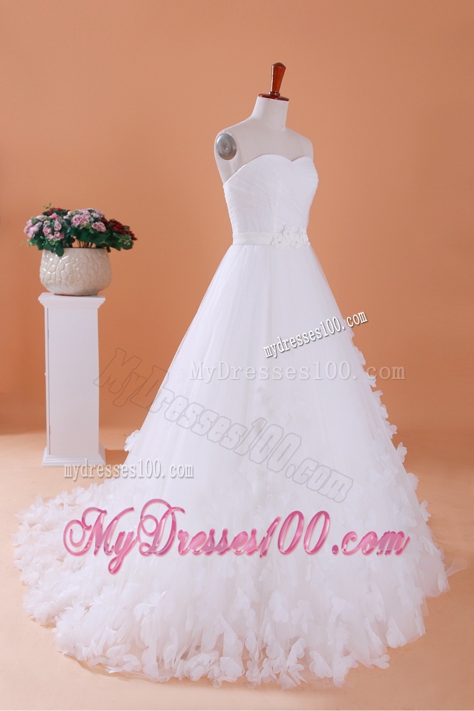 Custom Made A Line Sweetheart Wedding Dresses with Appliques