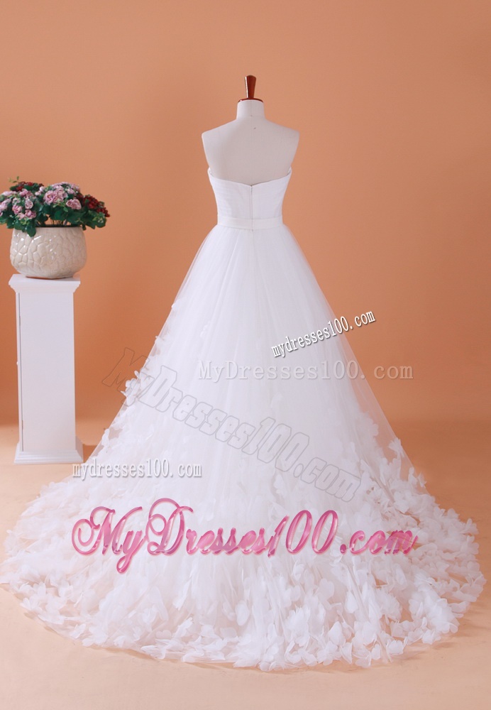 Custom Made A Line Sweetheart Wedding Dresses with Appliques
