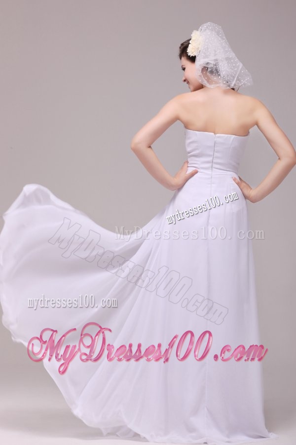 Empire Strapless Beading Ruching Floor-length Wedding Dress