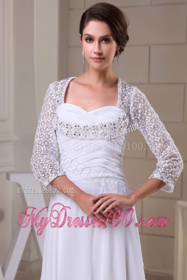 Empire Sweetheart Zipper Up Beading and Ruching Wedding Dress