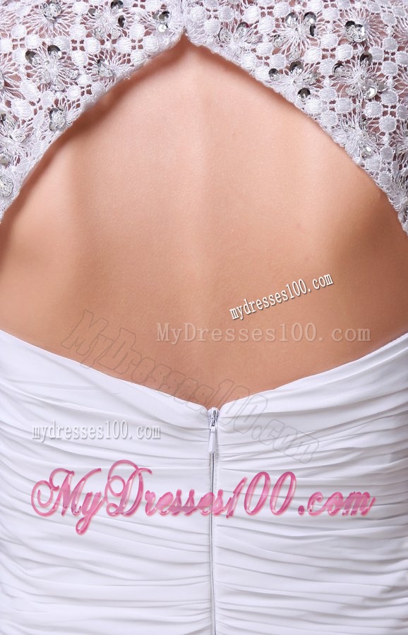 Empire Sweetheart Zipper Up Beading and Ruching Wedding Dress