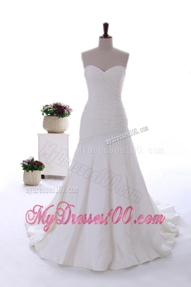 Exquisite Beading White Wedding Dress with Court Train for 2016