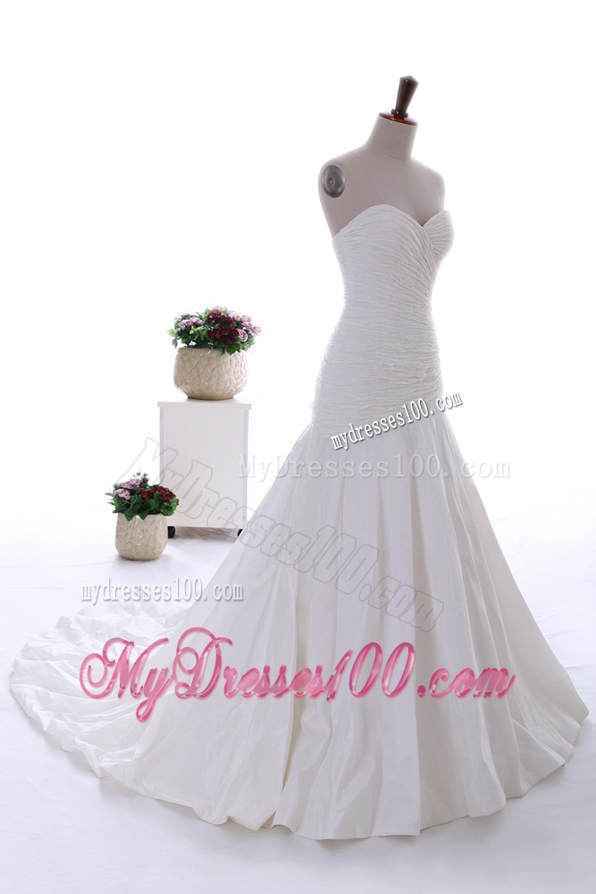 Exquisite Beading White Wedding Dress with Court Train for 2016