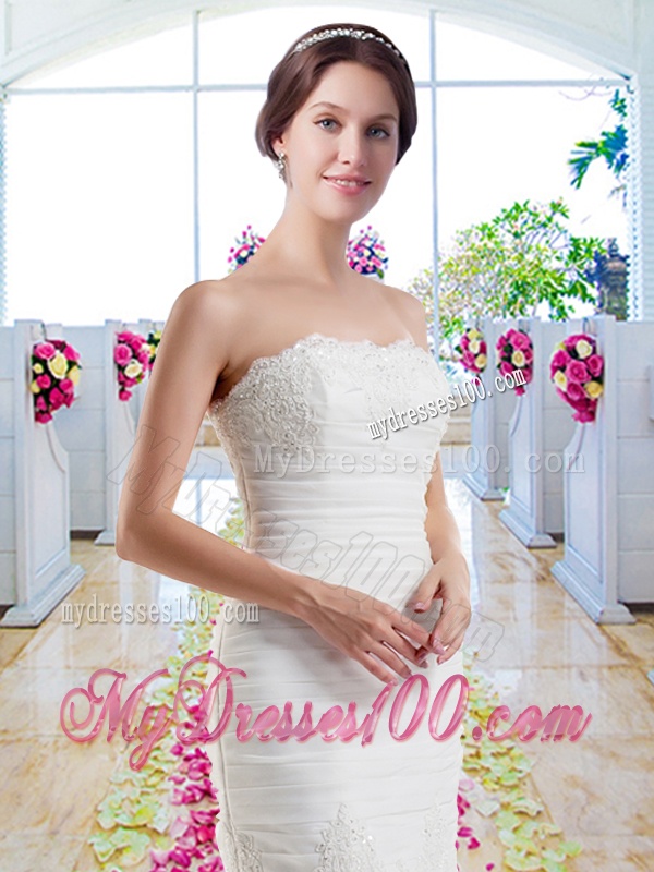 Hot Sale Mermaid Strapless Wedding Dresses with Ruffles