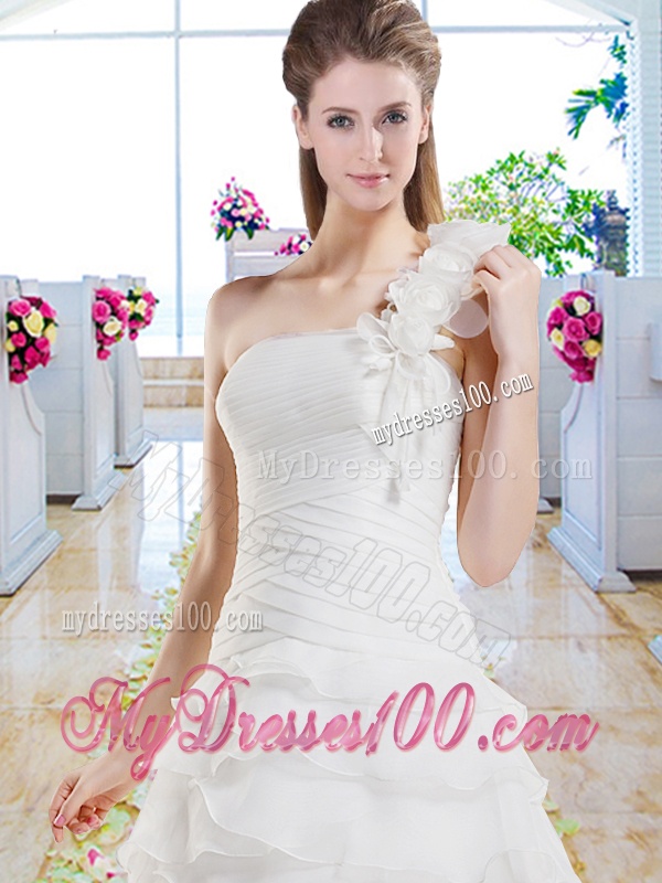 New Style Ruffled Layers Bridal Dresses with One Shoulder