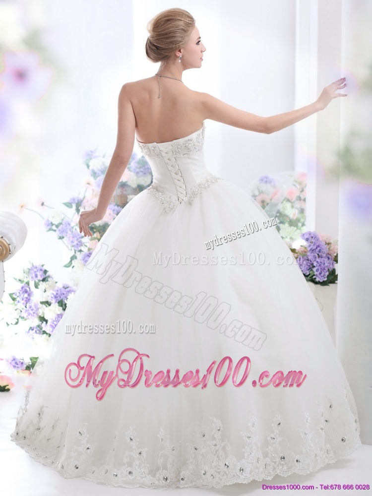 Perfect Ball Gown White 2016 Wedding Dresses with Rhinestones