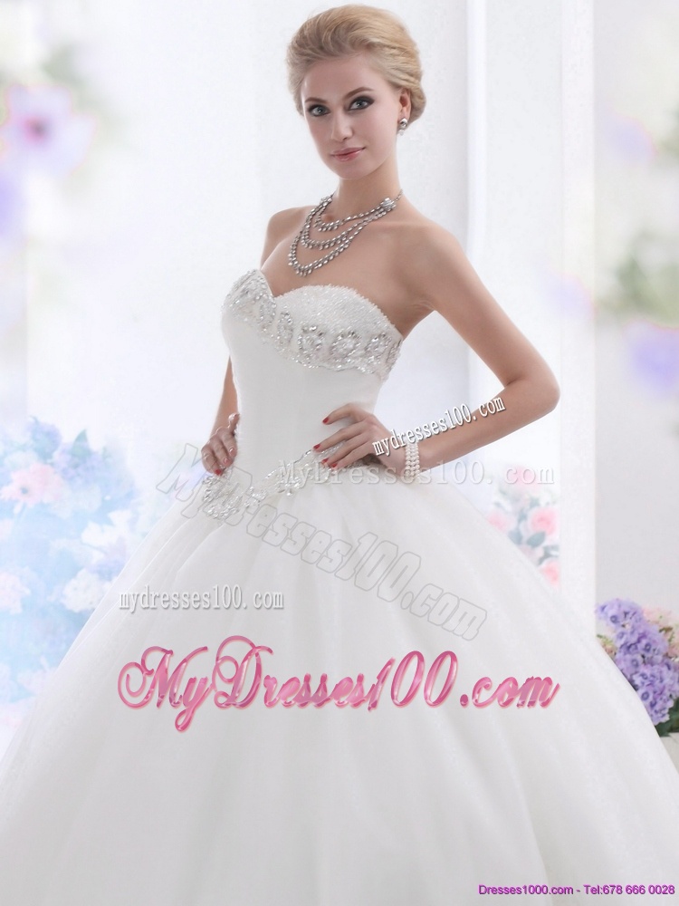 Perfect Ball Gown White 2016 Wedding Dresses with Rhinestones