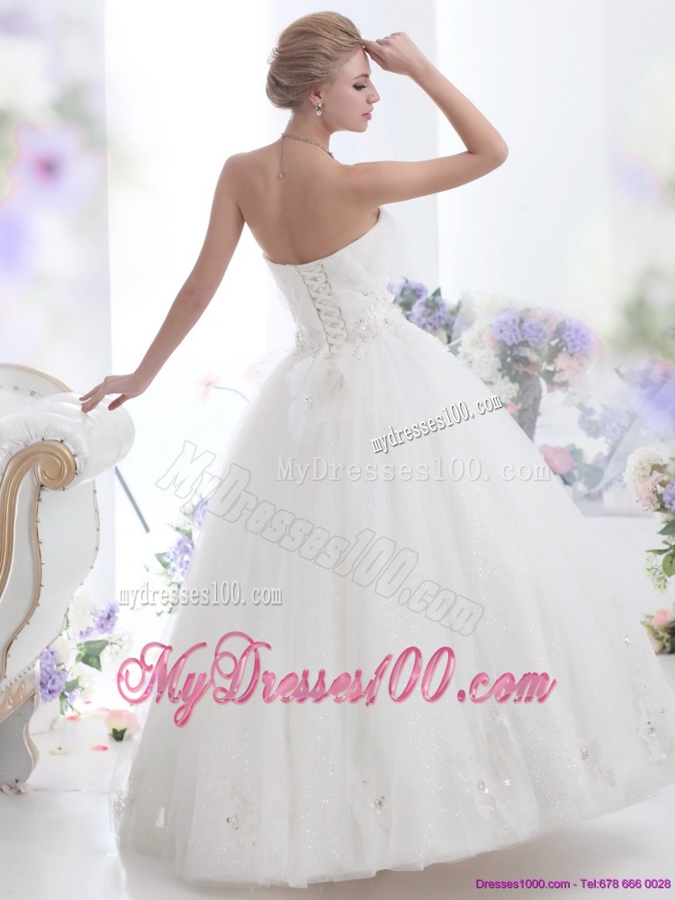 Perfect Beading Sweetheart White Wedding Dresses for 2016
