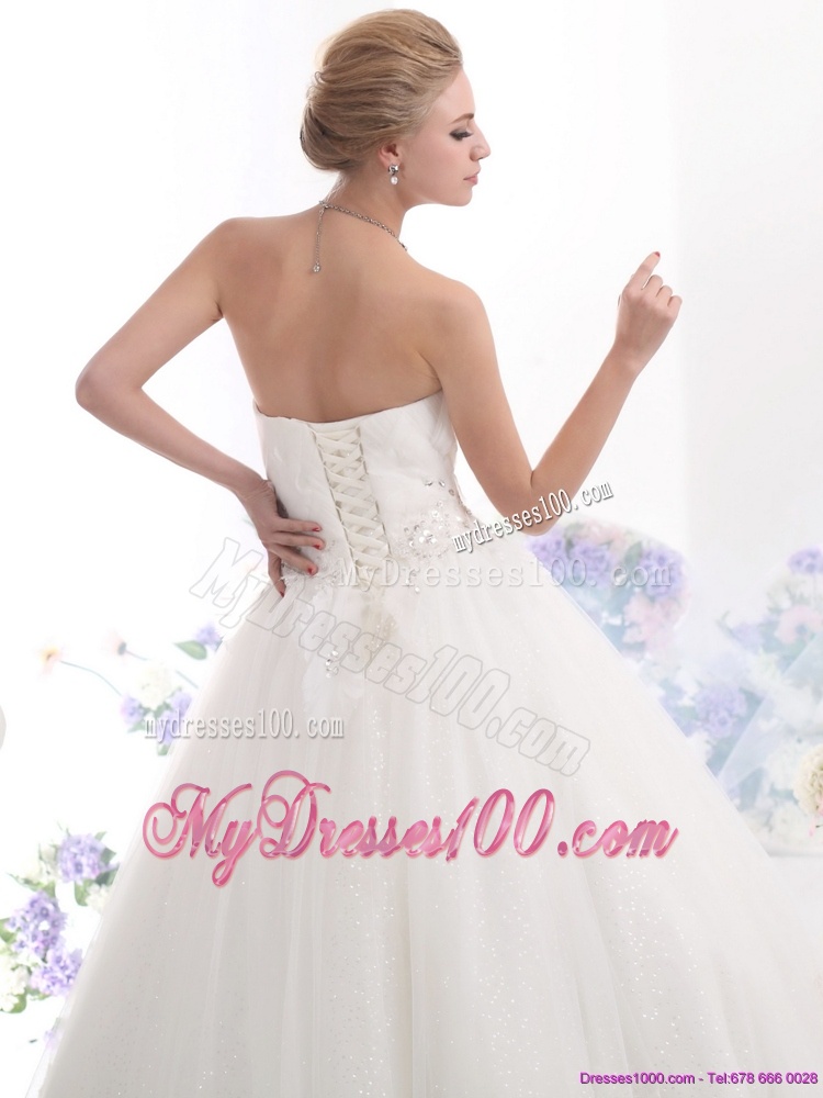 Perfect Beading Sweetheart White Wedding Dresses for 2016