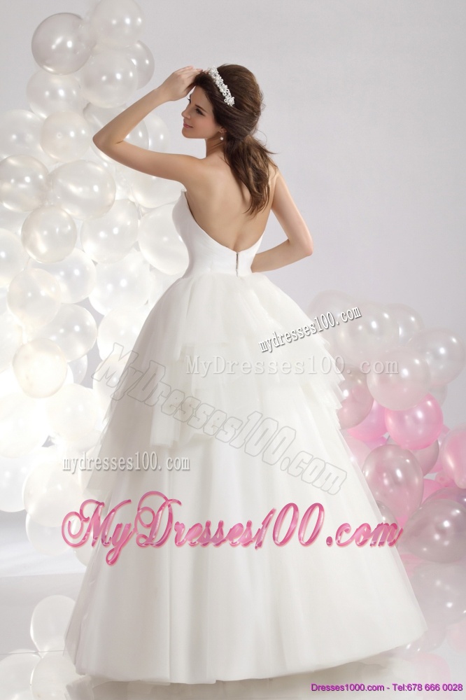 Popular Sweetheart Beaded Ruffled Wedding Dresses in White