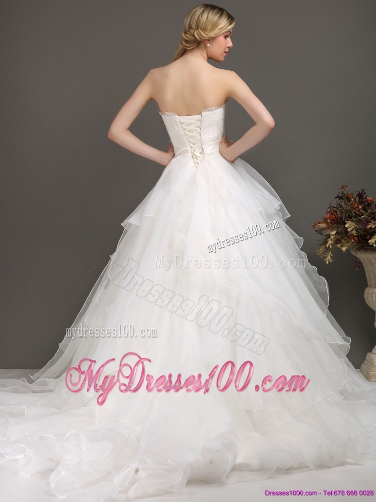 The Most Popular White Wedding Dresses with Brush Train and Sash