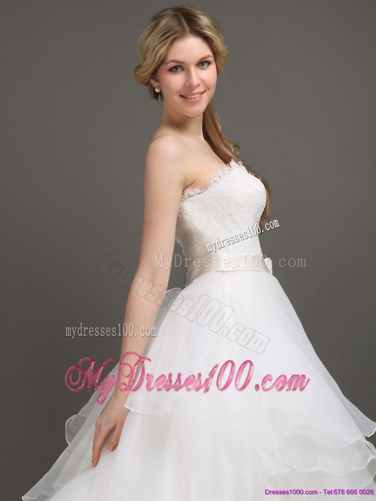 The Most Popular White Wedding Dresses with Brush Train and Sash