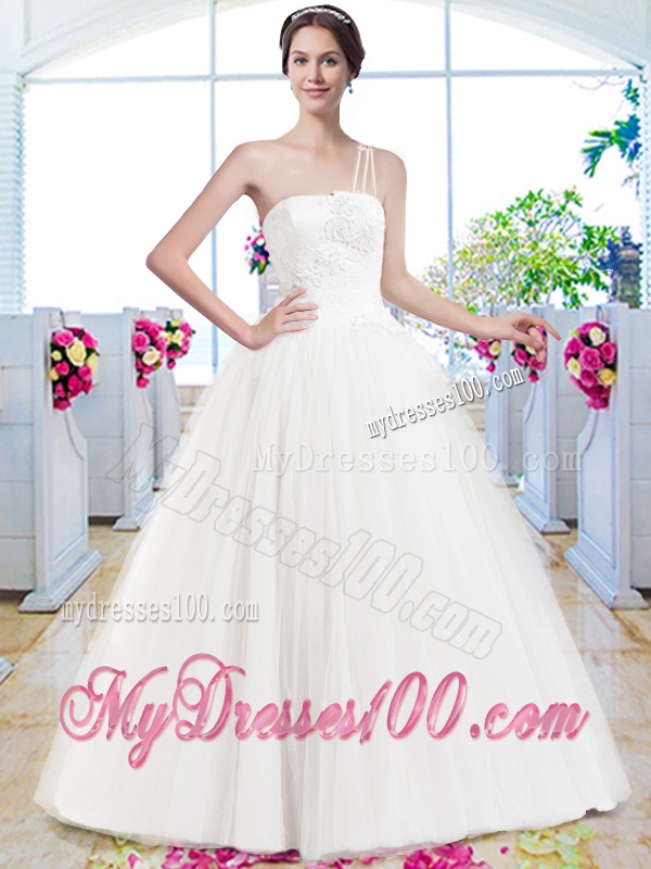 Wonderful A Line One Shoulder Wedding Dresses with Appliques