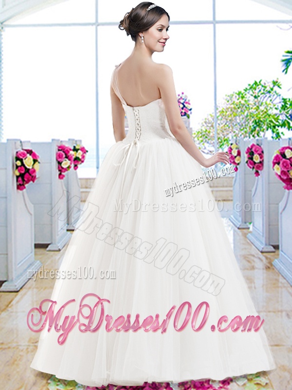 Wonderful A Line One Shoulder Wedding Dresses with Appliques