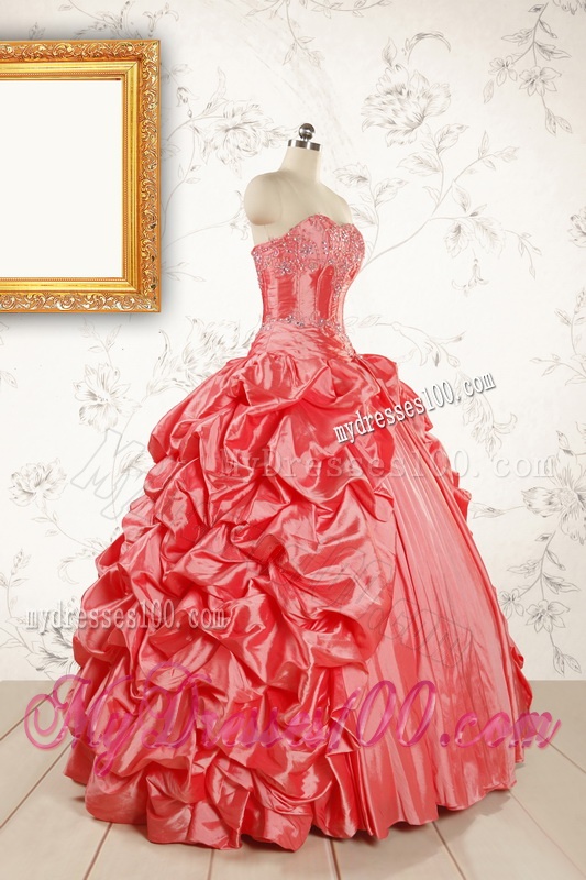 2016 Beautiful Sweetheart Beading Quinceanera Dresses in Watermelon