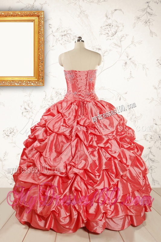 2016 Beautiful Sweetheart Beading Quinceanera Dresses in Watermelon
