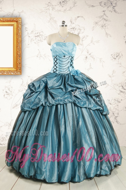 2016 Cheap Strapless Quinceanera Dresses in Teal