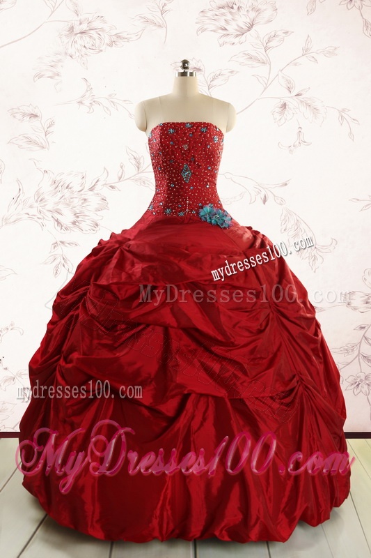 2016 Cheap Strapless Quinceanera Dresses with Beading