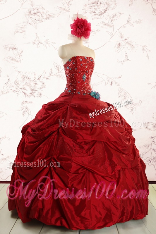 2016 Cheap Strapless Quinceanera Dresses with Beading